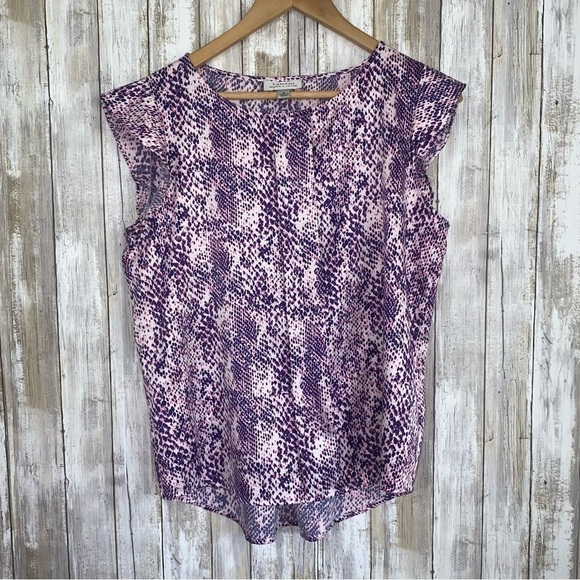 Tahari Tops - Tahari Purple Pleated Print Blouse